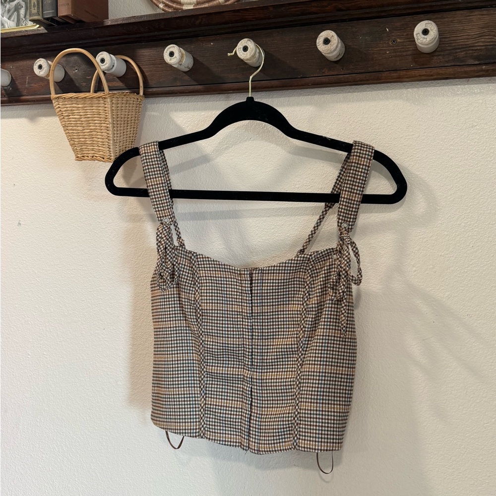 Brown Plaid Women's Top
